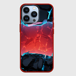 Чехол для iPhone 13 Pro Неоновая разбитая стена - текстура, цвет: 3D-красный