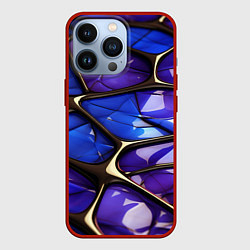 Чехол для iPhone 13 Pro Синие и фиолетовые плиты, цвет: 3D-красный