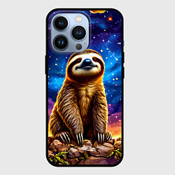 Чехол для iPhone 13 Pro Ленивец и звездное небо, цвет: 3D-черный
