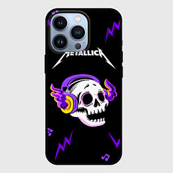 Чехол для iPhone 13 Pro Metallica неоновый череп, цвет: 3D-черный