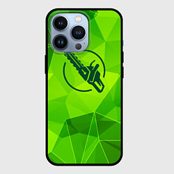 Чехол для iPhone 13 Pro Chainsaw Man green poly, цвет: 3D-черный