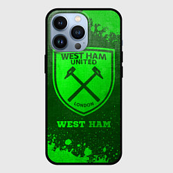 Чехол для iPhone 13 Pro West Ham - green gradient, цвет: 3D-черный