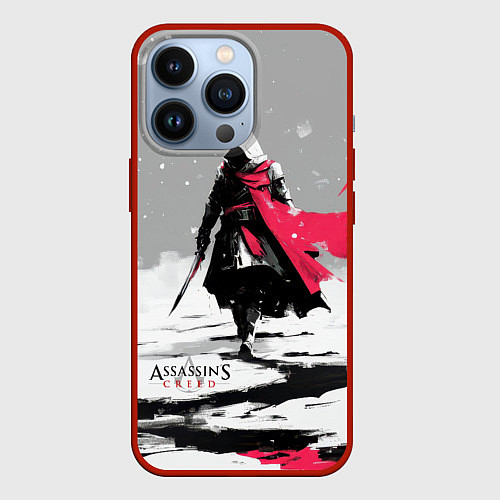Чехол iPhone 13 Pro Assassins Creed winter ninja / 3D-Красный – фото 1