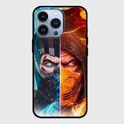 Чехол для iPhone 13 Pro Mortal Kombat - Саб-зиро и Скорпион, цвет: 3D-черный