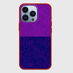 Чехол для iPhone 13 Pro Фиолетовый синий узор с абстрактными линиями, цвет: 3D-красный