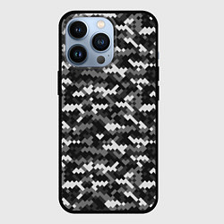 Чехол для iPhone 13 Pro Серая пиксельная текстура, цвет: 3D-черный
