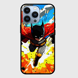 Чехол для iPhone 13 Pro Бэтмен летит от взрыва стиль комикса, цвет: 3D-черный