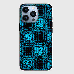 Чехол для iPhone 13 Pro Чёрно-голубой текстура точки, цвет: 3D-черный
