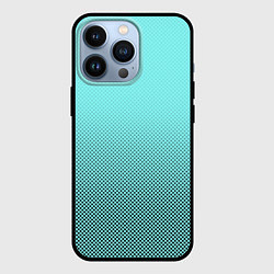 Чехол для iPhone 13 Pro Градиент текстура с точками голубой, цвет: 3D-черный