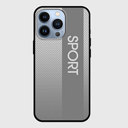 Чехол для iPhone 13 Pro Sport светло-серый с полосой, цвет: 3D-черный
