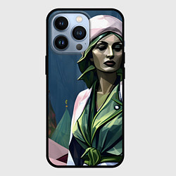 Чехол для iPhone 13 Pro Девушка в зеленом платье, цвет: 3D-черный