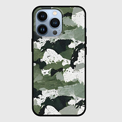 Чехол для iPhone 13 Pro Текстурный камуфляж, цвет: 3D-черный