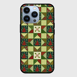 Чехол для iPhone 13 Pro Лоскутный рождественский узор, цвет: 3D-черный