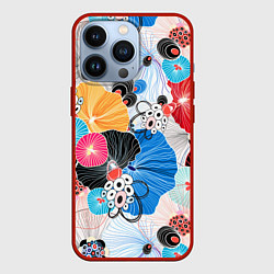 Чехол для iPhone 13 Pro Цветы - абстрактные узоры, цвет: 3D-красный
