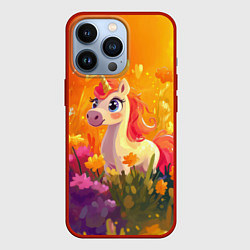 Чехол для iPhone 13 Pro Милая енинорожка, цвет: 3D-красный