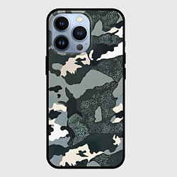 Чехол для iPhone 13 Pro Темно зеленый камуфляж, цвет: 3D-черный