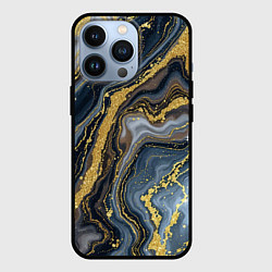Чехол для iPhone 13 Pro Золотые диагонали, цвет: 3D-черный