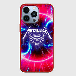 Чехол для iPhone 13 Pro Metallica - neon glow, цвет: 3D-красный