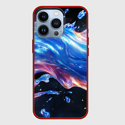 Чехол для iPhone 13 Pro Синяя объемная волна, цвет: 3D-красный