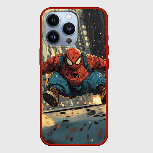Чехол iPhone 13 Pro Маленький толстый человек-паук / 3D-Красный – фото 1