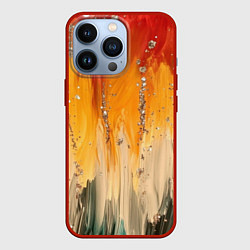 Чехол для iPhone 13 Pro Красочная текстура с блестяшками, цвет: 3D-красный