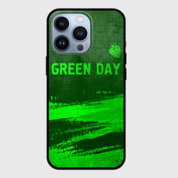 Чехол для iPhone 13 Pro Green Day - green gradient посередине, цвет: 3D-черный