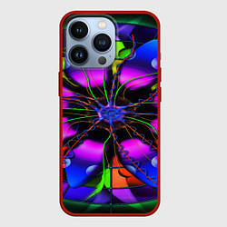 Чехол для iPhone 13 Pro Неоновая психоделика лепестки, цвет: 3D-красный
