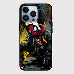 Чехол для iPhone 13 Pro Человек-паук граффити на фоне, цвет: 3D-черный