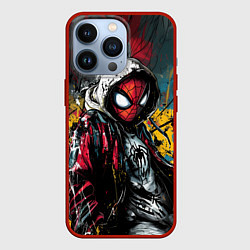Чехол для iPhone 13 Pro Человек-паук абстракция из красок, цвет: 3D-красный