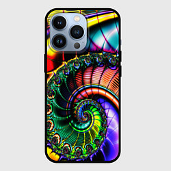 Чехол для iPhone 13 Pro Фрактальный узор неоновый, цвет: 3D-черный