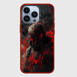 Чехол для iPhone 13 Pro Black Spider-man, цвет: 3D-красный