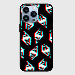 Чехол для iPhone 13 Pro Skyrim glitch logo patten, цвет: 3D-черный
