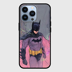 Чехол для iPhone 13 Pro Бэтмен с розовым плащом, цвет: 3D-черный