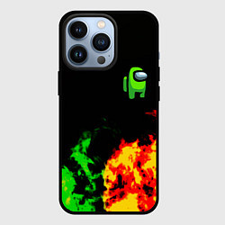 Чехол для iPhone 13 Pro Амонг ас огненная текстура, цвет: 3D-черный