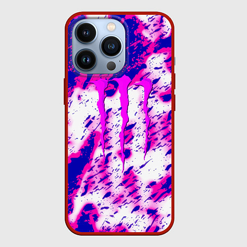 Чехол iPhone 13 Pro Monster energy краски гранж / 3D-Красный – фото 1