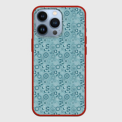 Чехол для iPhone 13 Pro Бирюзовый деревенский узор ретро, цвет: 3D-красный