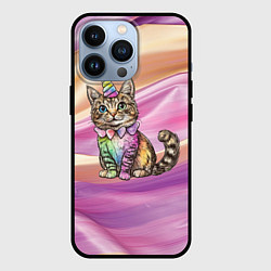 Чехол для iPhone 13 Pro Котенок в костюме единорога, цвет: 3D-черный