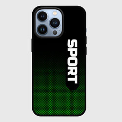 Чехол для iPhone 13 Pro Sport чёрно-зелёный текстурный, цвет: 3D-черный