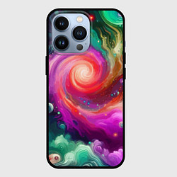 Чехол для iPhone 13 Pro Космическая неоновая фантазия - нейроарт, цвет: 3D-черный