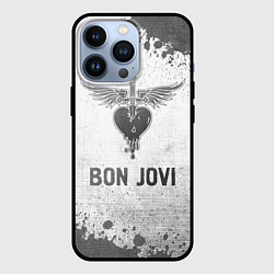 Чехол для iPhone 13 Pro Bon Jovi - white gradient, цвет: 3D-черный