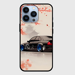 Чехол для iPhone 13 Pro Черная БМВ и сакура, цвет: 3D-черный