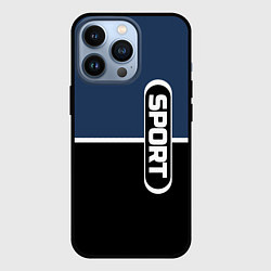 Чехол для iPhone 13 Pro Sport сине-чёрный с полосой, цвет: 3D-черный