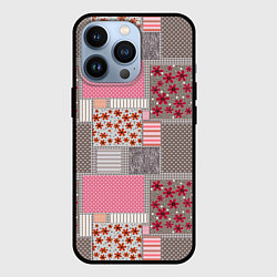 Чехол для iPhone 13 Pro Розово-серые разноцветные лоскуты, цвет: 3D-черный