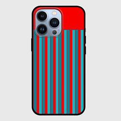 Чехол iPhone 13 Pro Красно синий комбинированный узор с полосами