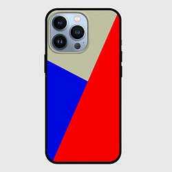 Чехол для iPhone 13 Pro Серо-сине-красный трёхцветный, цвет: 3D-черный