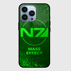 Чехол для iPhone 13 Pro Mass Effect - green gradient, цвет: 3D-черный