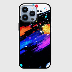 Чехол для iPhone 13 Pro Разноцветные блестящие кляксы - текстура, цвет: 3D-черный