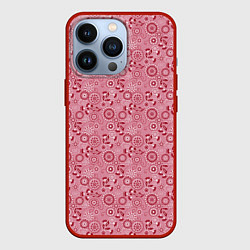 Чехол для iPhone 13 Pro Красно белый деревенский узор ретро, цвет: 3D-красный