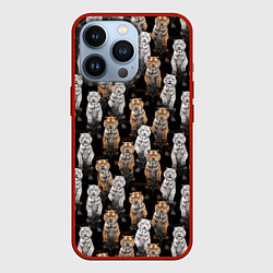 Чехол для iPhone 13 Pro Паттерн с рыжими и белыми тиграми, цвет: 3D-красный