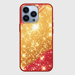 Чехол для iPhone 13 Pro Желто-красные полосы текстура, цвет: 3D-красный